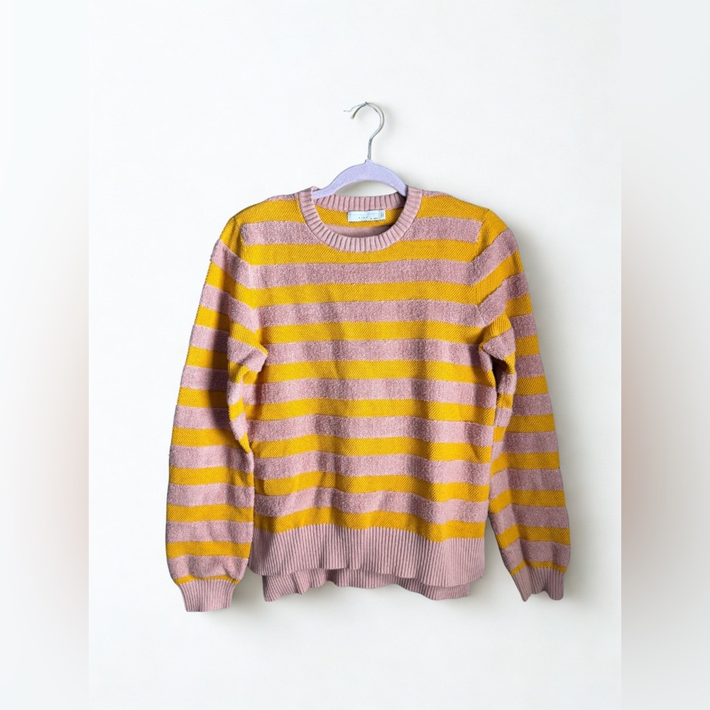 Stella McCartney Pink and Yellow Striped Crewneck Sweater